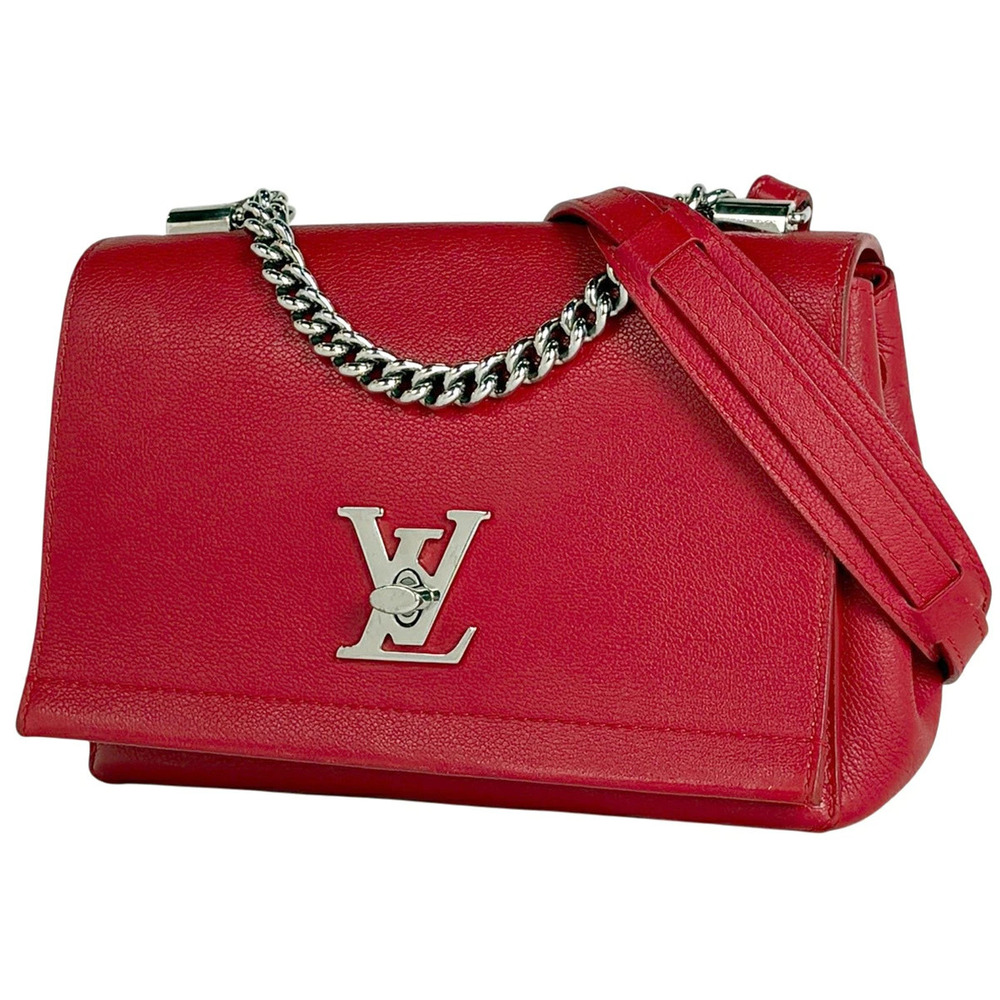 Louis Vuitton Lockme Shoulder Bag Leather Ruby Red